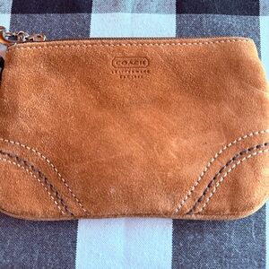Coach Light Brown Suede Wristlet
